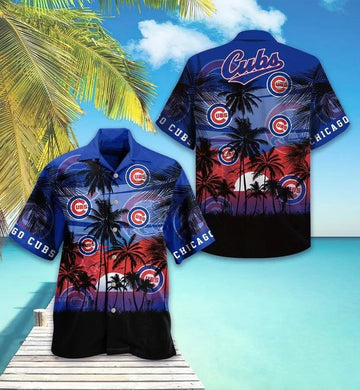 Chicago Cubs Red Blue Logo Hawaiian Shirt, MLB Hawaiian Shirt Moonbestprint