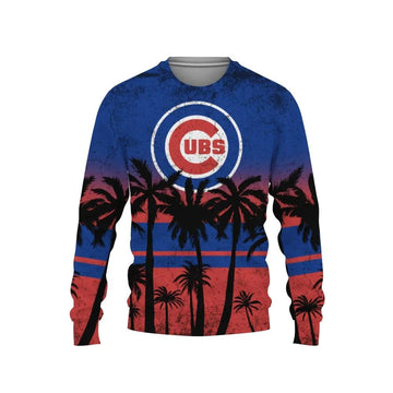 Chicago Cubs Tree Beach Ugly Christmas Sweater, MLB Christmas Sweater Moonbestprint