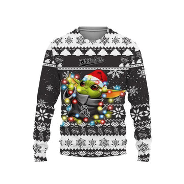 Chicago White Sox Baby Yoda Star Wars Ugly Christmas Sweater, MLB Christmas Sweater Moonbestprint