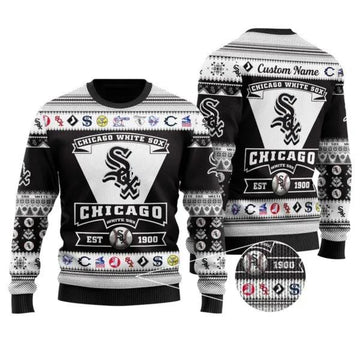 Chicago White Sox Custom Name Ugly Christmas Sweater, MLB Christmas Sweater Moonbestprint
