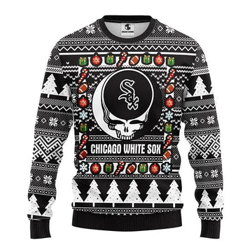 Chicago White Sox Grateful Dead Ugly Christmas Sweater, MLB Christmas Sweater Moonbestprint