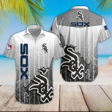 Chicago White Sox Gray Pattern Hawaiian Shirt, MLB Hawaiian Shirt Moonbestprint