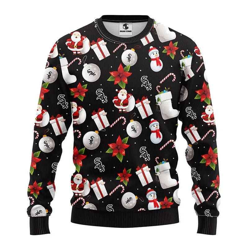 Chicago White Sox Santa Claus Snowman Ugly Christmas Sweater, MLB Christmas Sweater Moonbestprint