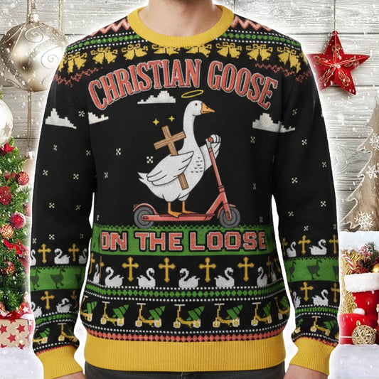 Christian Goose On The Loose Ugly Sweater - Moonbestprint