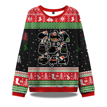 2026 Christmas Black Cat Ugly Christmas Sweater Moonbestprint