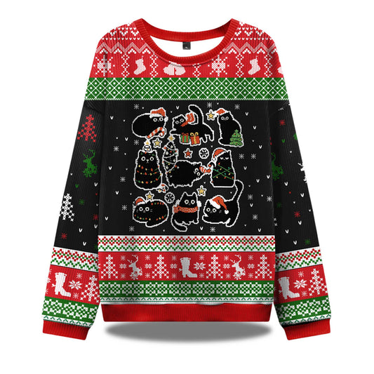 2026 Christmas Black Cat Ugly Christmas Sweater Moonbestprint