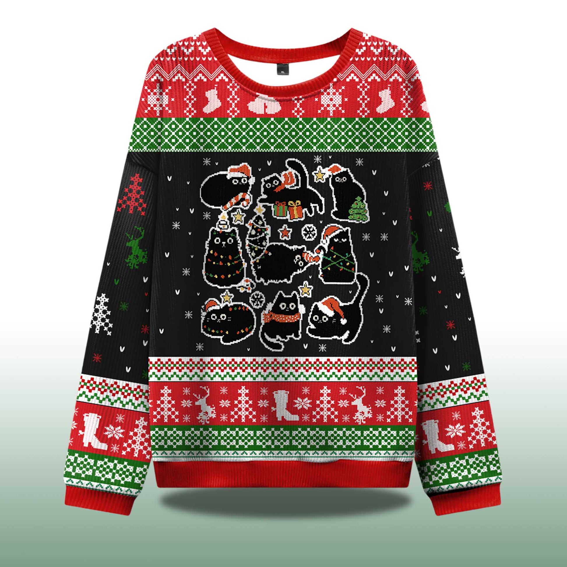 2026 Christmas Black Cat Ugly Christmas Sweater Moonbestprint