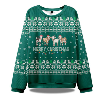 2026 Christmas Cow Ugly Christmas Sweater Moonbestprint