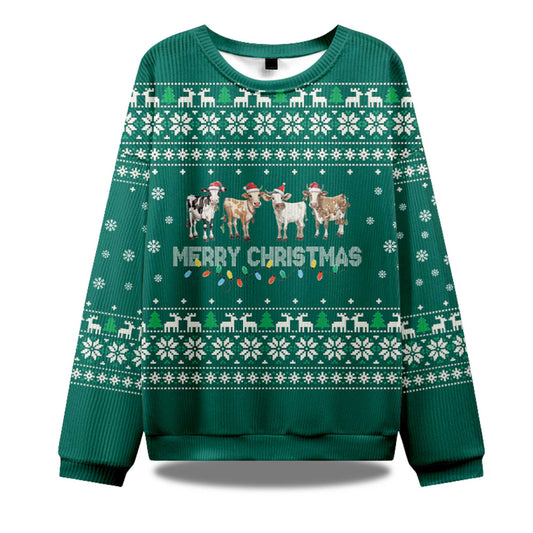 2026 Christmas Cow Ugly Christmas Sweater Moonbestprint