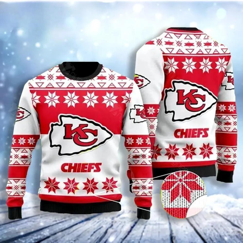 Christmas For Fans Kansas City Chiefs Ugly Christmas Sweater, NFL Christmas Sweater Moonbestprint