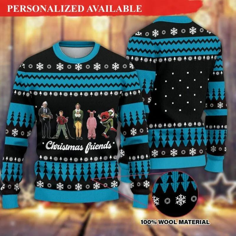 Christmas Friends Elf Home Alone Grinch Christmas Ugly Sweater, Grinch Holiday Sweater Moonbestprint
