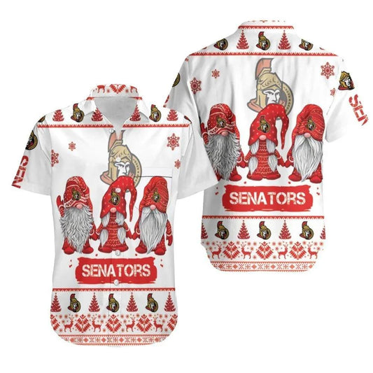 Christmas Gnomes Ottawa Senators Christmas 3D Hawaiian Shirt, NHL Hawaiian Shirt Moonbestprint