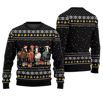 Christmas Horses Ugly Christmas Sweater - Moonbestprint