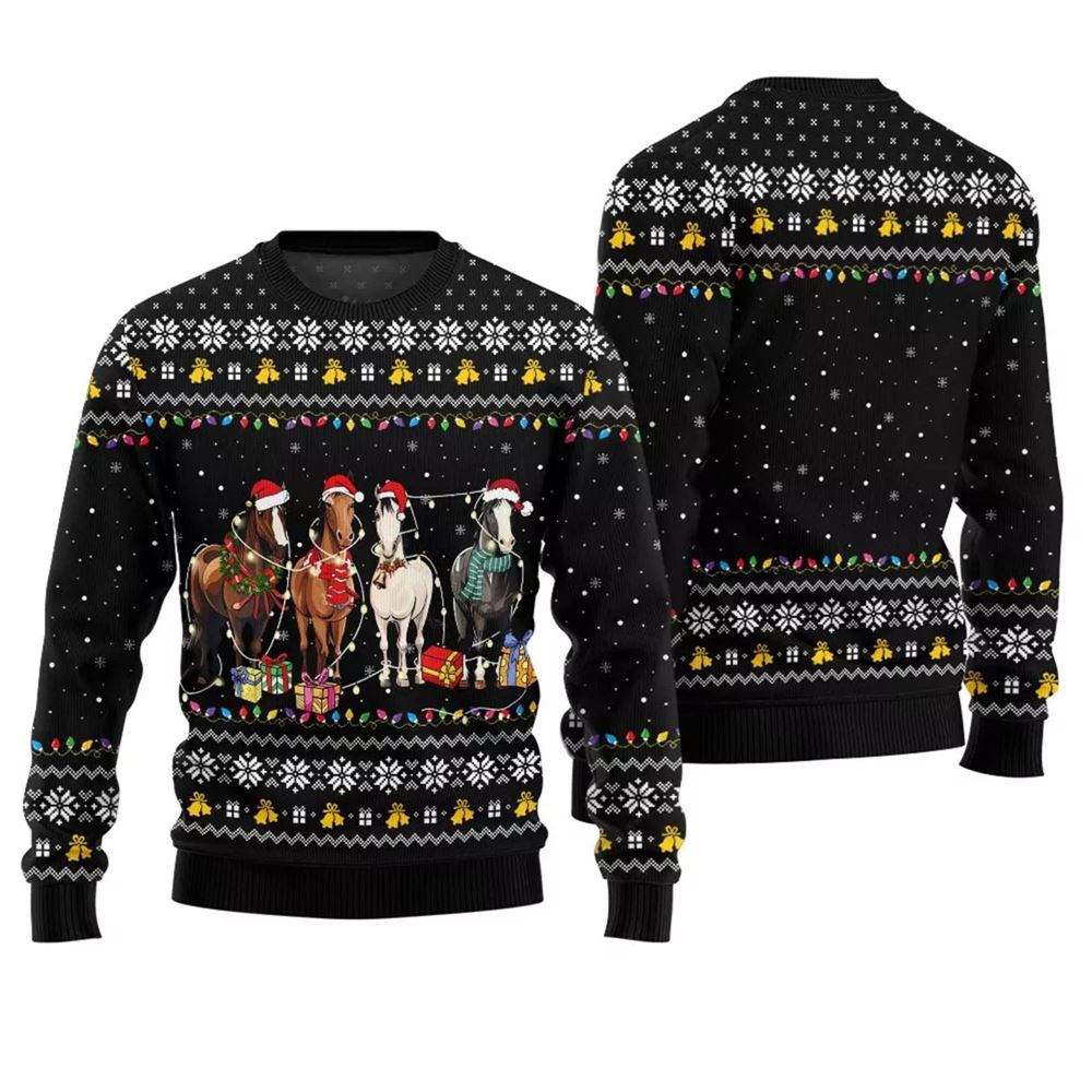 Christmas Horses Ugly Christmas Sweater - Moonbestprint