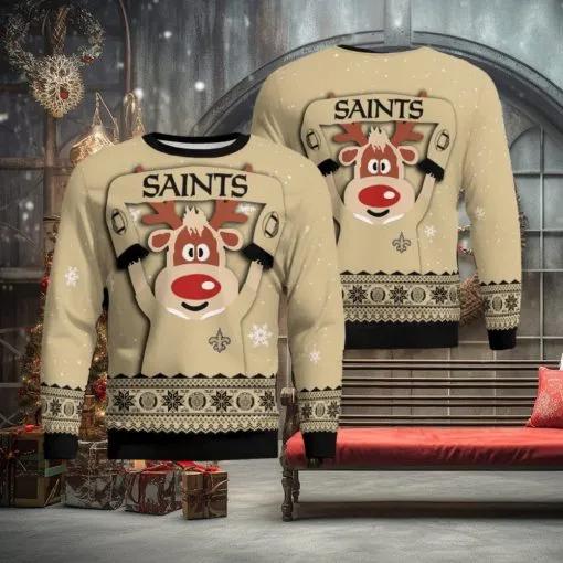 Christmas New Orleans Saints Funny Knitted Ugly Christmas Sweater, NFL Chritsmas Sweater Moonbestprint