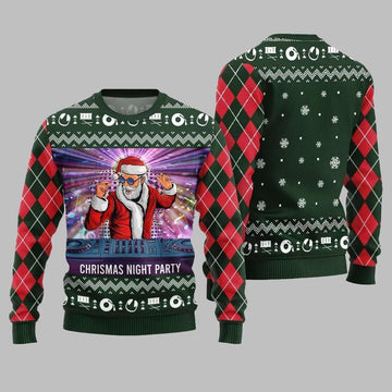 2026 Christmas Night Party DJ Santa Ugly Sweater - Moonbestprint