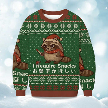 2026 Christmas Raccoons Need Snacks Funny Ugly Sweater Moonbestprint