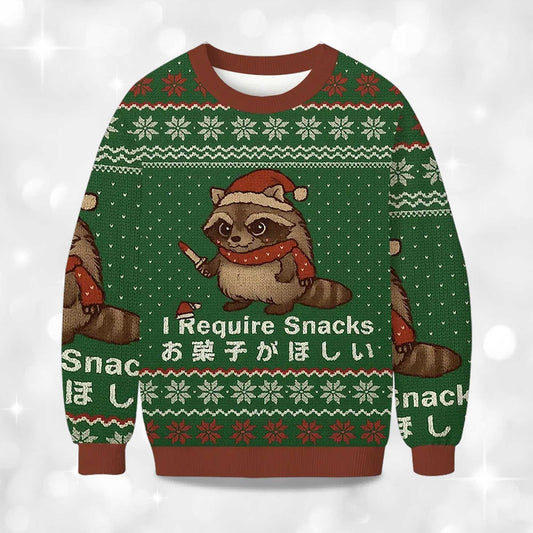 2026 Christmas Raccoons Need Snacks Funny Ugly Sweater Moonbestprint