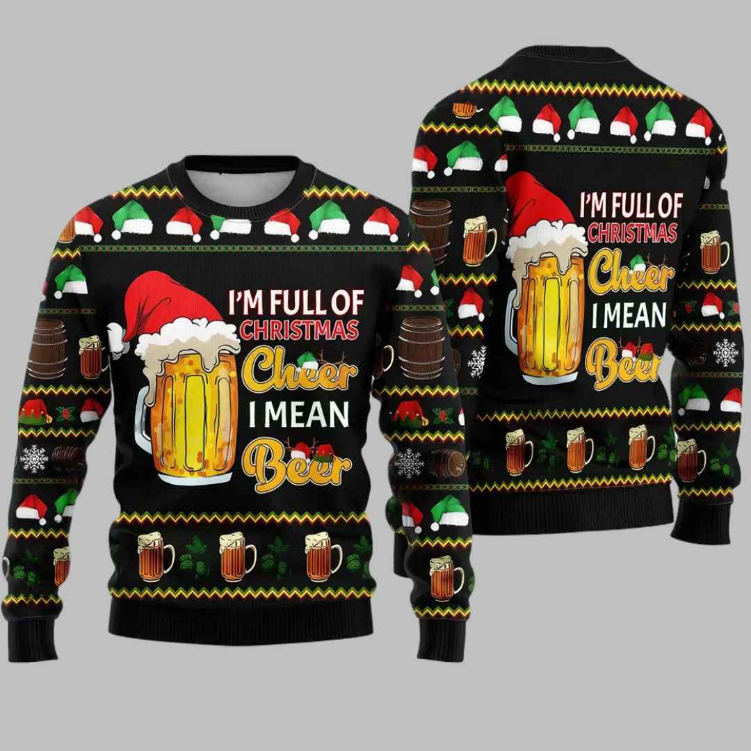 Christmas Santa Beer I'm Full Of Christmas Cheer I Mean Beer Ugly Christmas Sweater – Moonbestprint