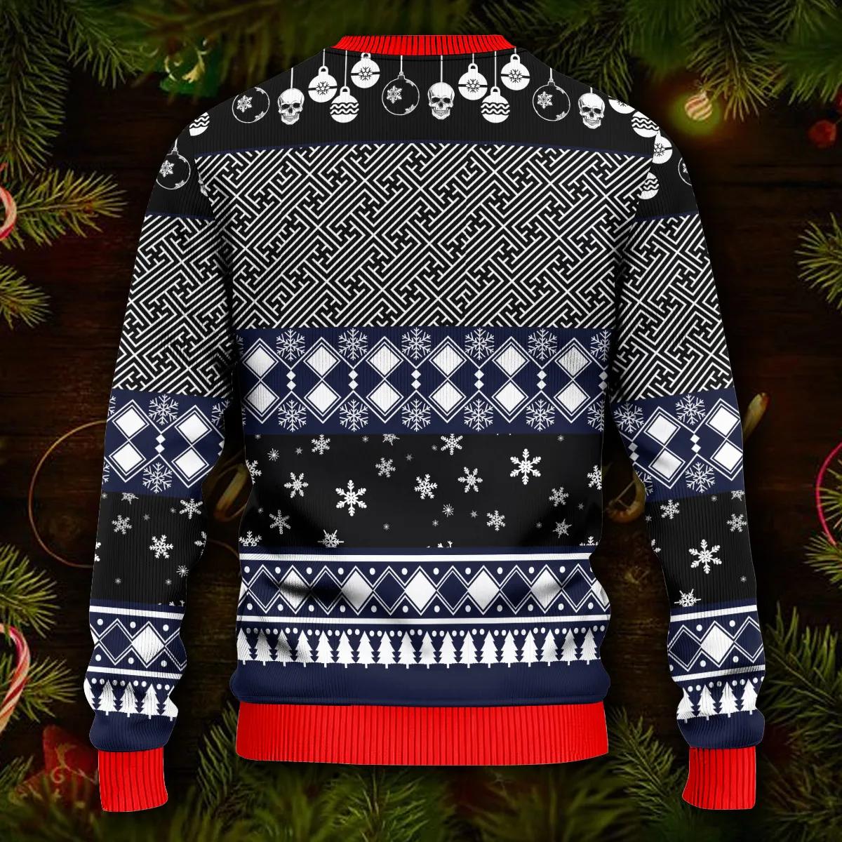 Christmas Santa Claus Skull Ugly Christmas Sweater Moonbestprint