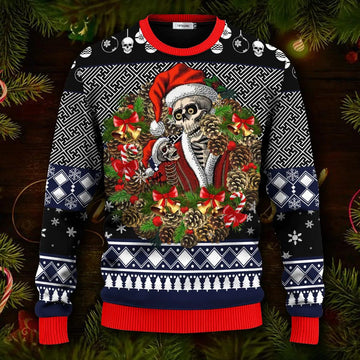 Christmas Santa Claus Skull Ugly Christmas Sweater Moonbestprint
