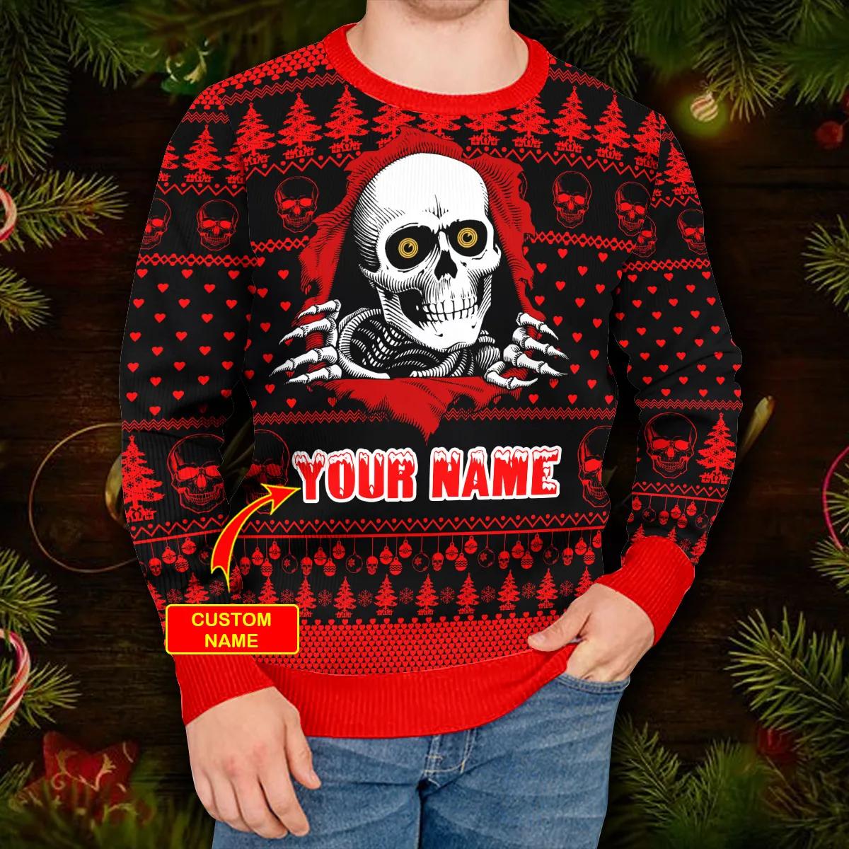 Christmas Skull Inside Me Skull Custom Ugly Christmas Sweater Moonbestprint