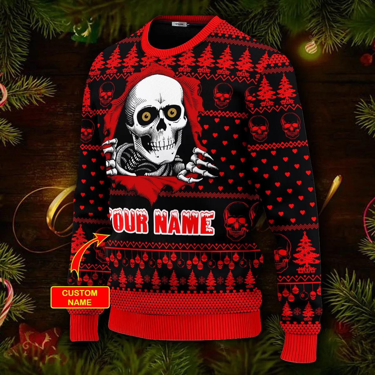 Christmas Skull Inside Me Skull Custom Ugly Christmas Sweater Moonbestprint