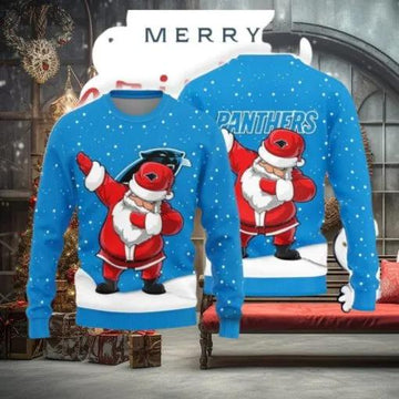Christmas Sweater Carolina Panthers Dab Santa Ugly Christmas Sweater, NFL Chritsmas Sweater Moonbestprint