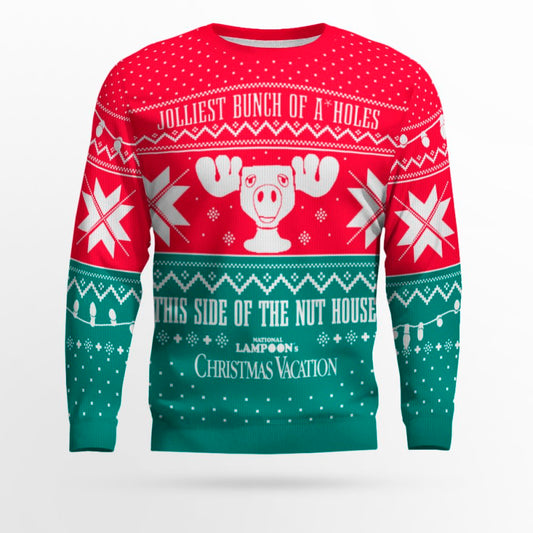 Christmas Vacation Jolliest Bunch of A*Holes Red and Green Ugly Christmas Sweater – Moonbestprint