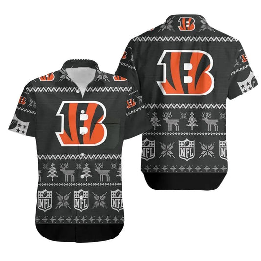 Cincinnati Bengals 3D Hawaiian Shirt Print Short Sleeve Hawaiian Aloha Shirt, NFL Hawaiian Shirt Moonbestprint