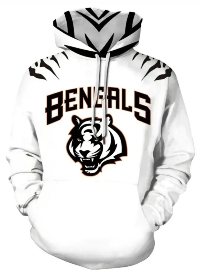 Cincinnati Bengals 3D White Hoodie, NFL Hoodie Moonbestprint