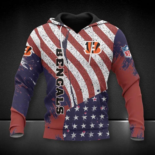 Cincinnati Bengals American Flag All Over Print Hoodie 1, NFL Hoodie Moonbestprint