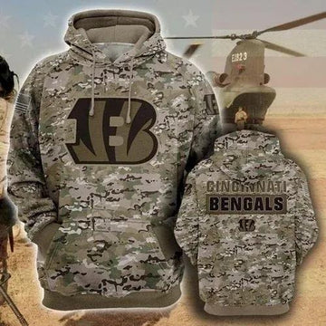 Cincinnati Bengals Camo 3D Hoodie, NFL Hoodie Moonbestprint