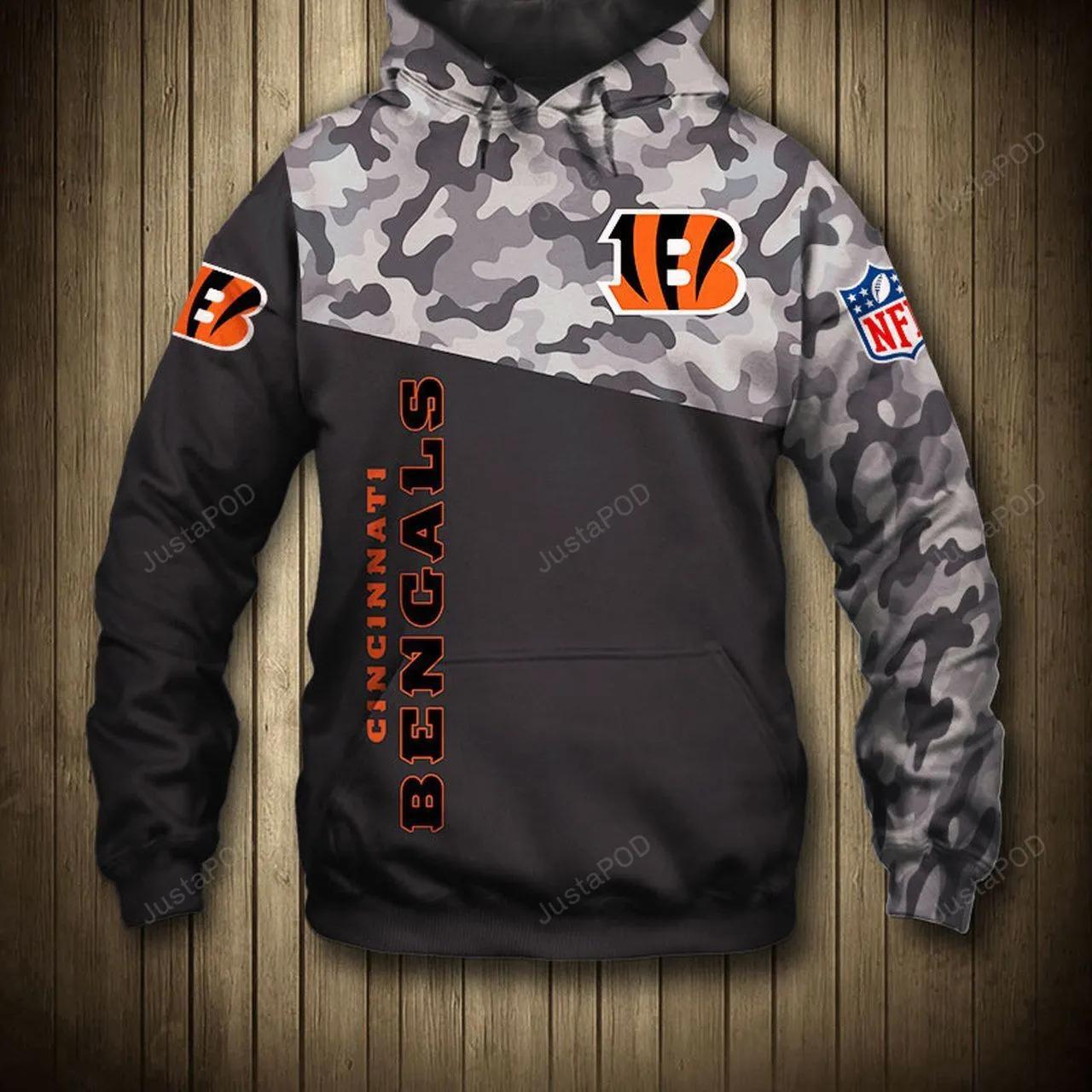 Cincinnati Bengals Camo NFL 3D Hoodie, NFL Hoodie Moonbestprint