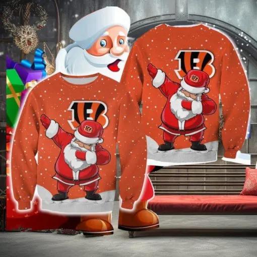 Cincinnati Bengals Christmas Dab Santa Ugly Christmas Sweater, NFL Chritsmas Sweater Moonbestprint