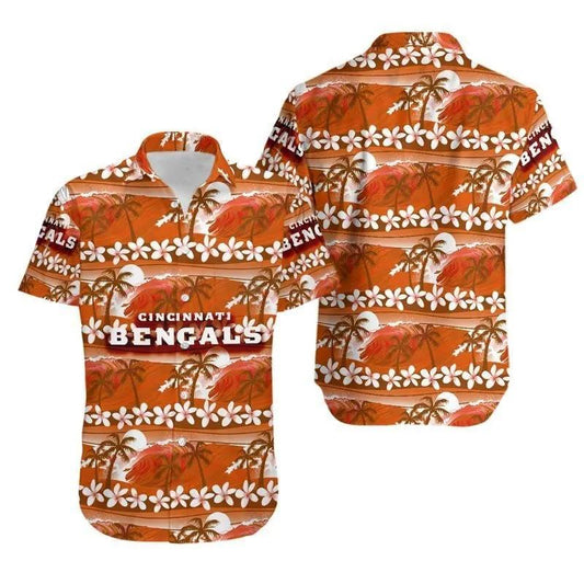 Cincinnati Bengals Coconut Trees Nfl Gift For Fan Hawaii Shirt Summer Collection, NFL Hawaiian Shirt Moonbestprint