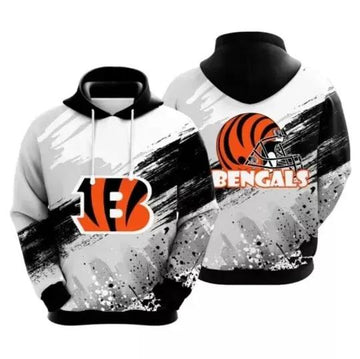 Cincinnati Bengals Football White Black 3D Hoodie, NFL Hoodie Moonbestprint