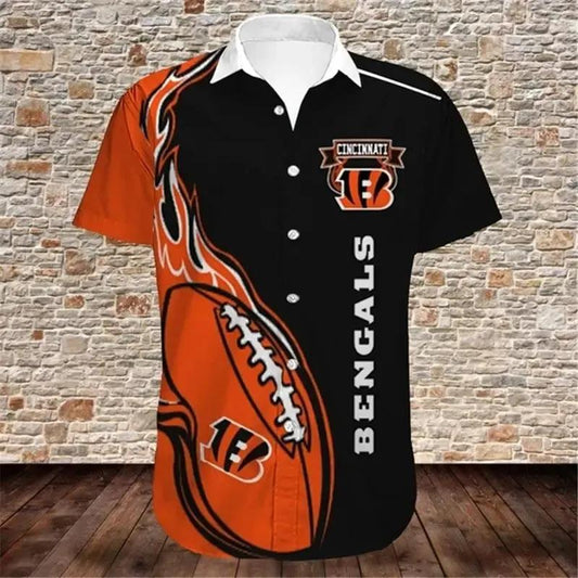 Cincinnati Bengals Hawaiian Shirts Fireball, NFL Hawaiian Shirt Moonbestprint