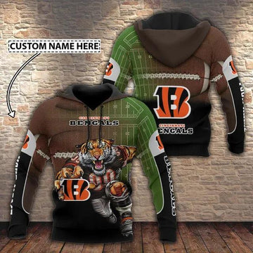 Cincinnati Bengals Mascot Personalized 3D Hoodie, NFL Hoodie Moonbestprint