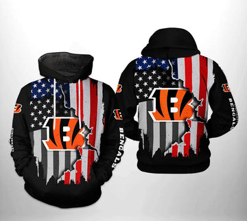 Cincinnati Bengals NFL American Flag 3D Hoodie, NFL Hoodie Moonbestprint
