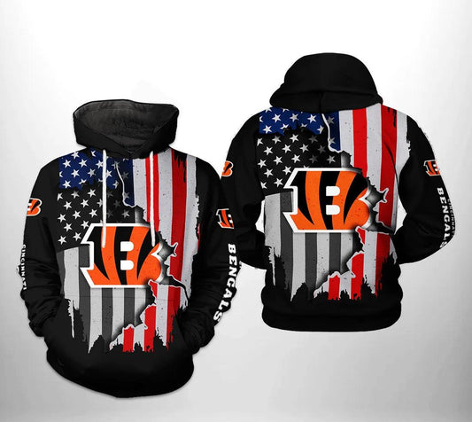 Cincinnati Bengals NFL American Flag 3D Hoodie, NFL Hoodie Moonbestprint