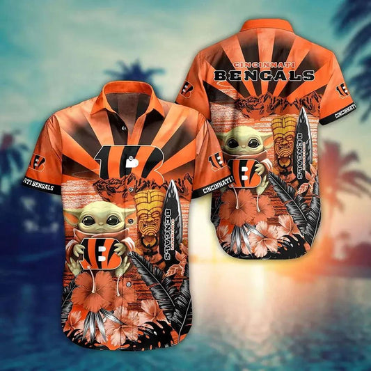 Cincinnati Bengals Nfl Baby Yoda Hawaiian Sas Style Summer Trending For Men Women, NFL Hawaiian Shirt Moonbestprint