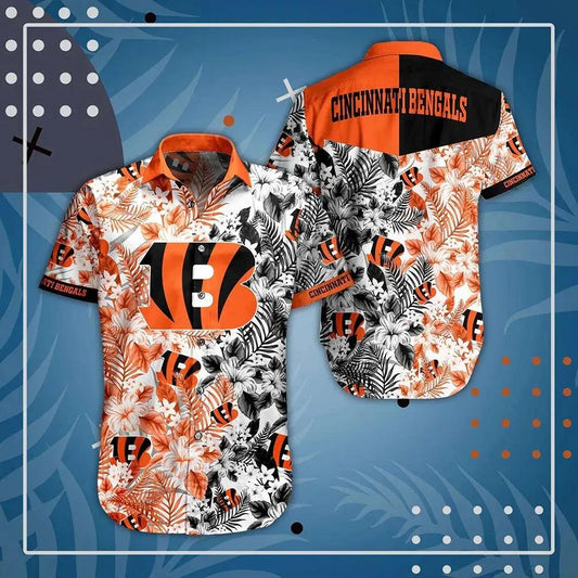 Cincinnati Bengals Nfl Beach Shirt Graphic Floral Pattern Print This Summer Hawaiian Shirt, NFL Hawaiian Shirt Moonbestprint
