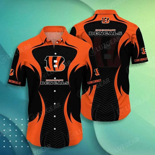 Cincinnati Bengals Nfl Hawaii Beach Shirt Summer Short Sleeve Button Down Hawaiian Shirt, NFL Hawaiian Shirt Moonbestprint