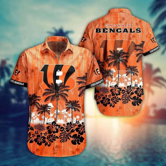 Cincinnati Bengals Nfl Hawaii Graphic Tropical Pattern Style Summer Hawaiian Shirt, NFL Hawaiian Shirt Moonbestprint