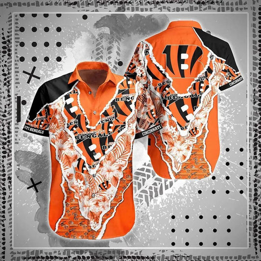 Cincinnati Bengals Nfl Hawaii Shirt And Short Graphic Floral Pattern This Summer Meaningful Gifts For Fans, NFL Hawaiian Shirt Moonbestprint