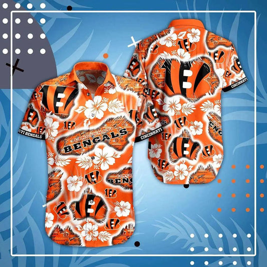 Cincinnati Bengals Nfl Hawaii Shirt And Short Graphic Floral Printed This Summer Beach Shirt For Best Fans, NFL Hawaiian Shirt Moonbestprint