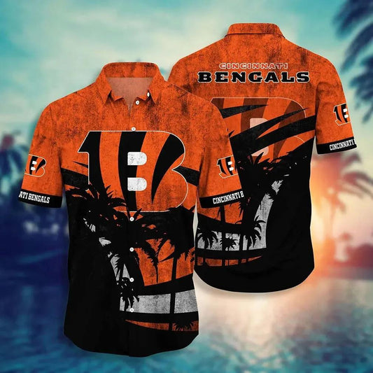 Cincinnati Bengals Nfl Hawaii Shirt Graphic Tropical Pattern Short Sleeve Hot Summer, NFL Hawaiian Shirt Moonbestprint