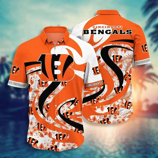 Cincinnati Bengals Nfl Hawaii Shirt And Short Tropical Pattern Graphic This Summer Gift For Fan Nfl, NFL Hawaiian Shirt Moonbestprint