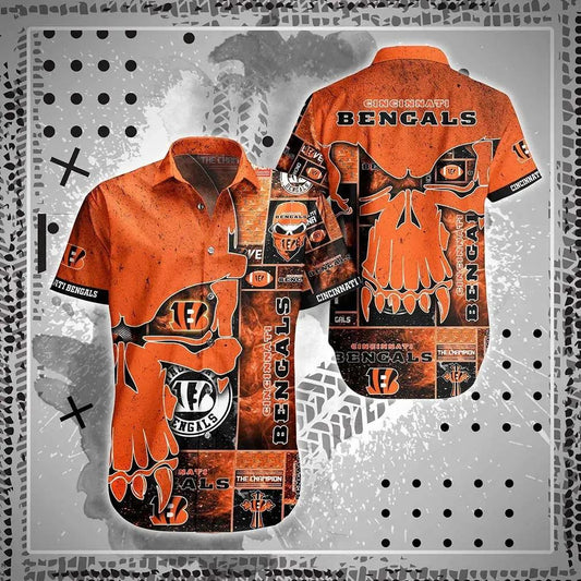 Cincinnati Bengals Nfl Hawaiian Sas Skull Printed 3D New Trend Summer For Best Fans, NFL Hawaiian Shirt Moonbestprint